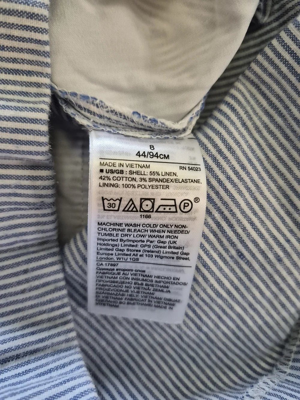 Banana Republic Light Blue Striped Wrap Linen Blend Romper - 8